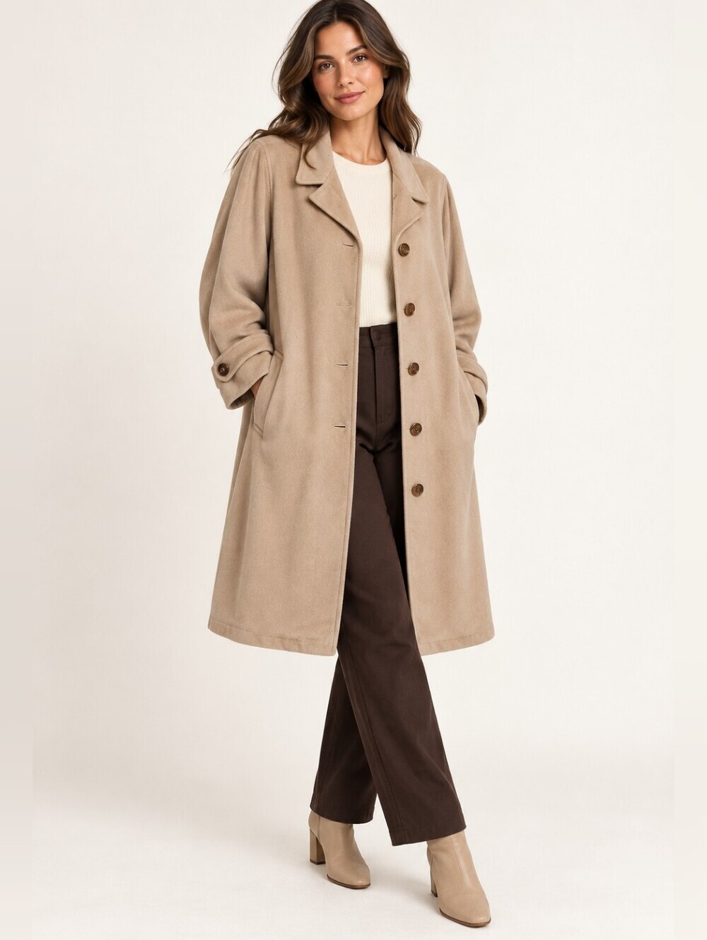 Vintage Wellington Kashmiracle Tan Oversized Long Coat. Size L